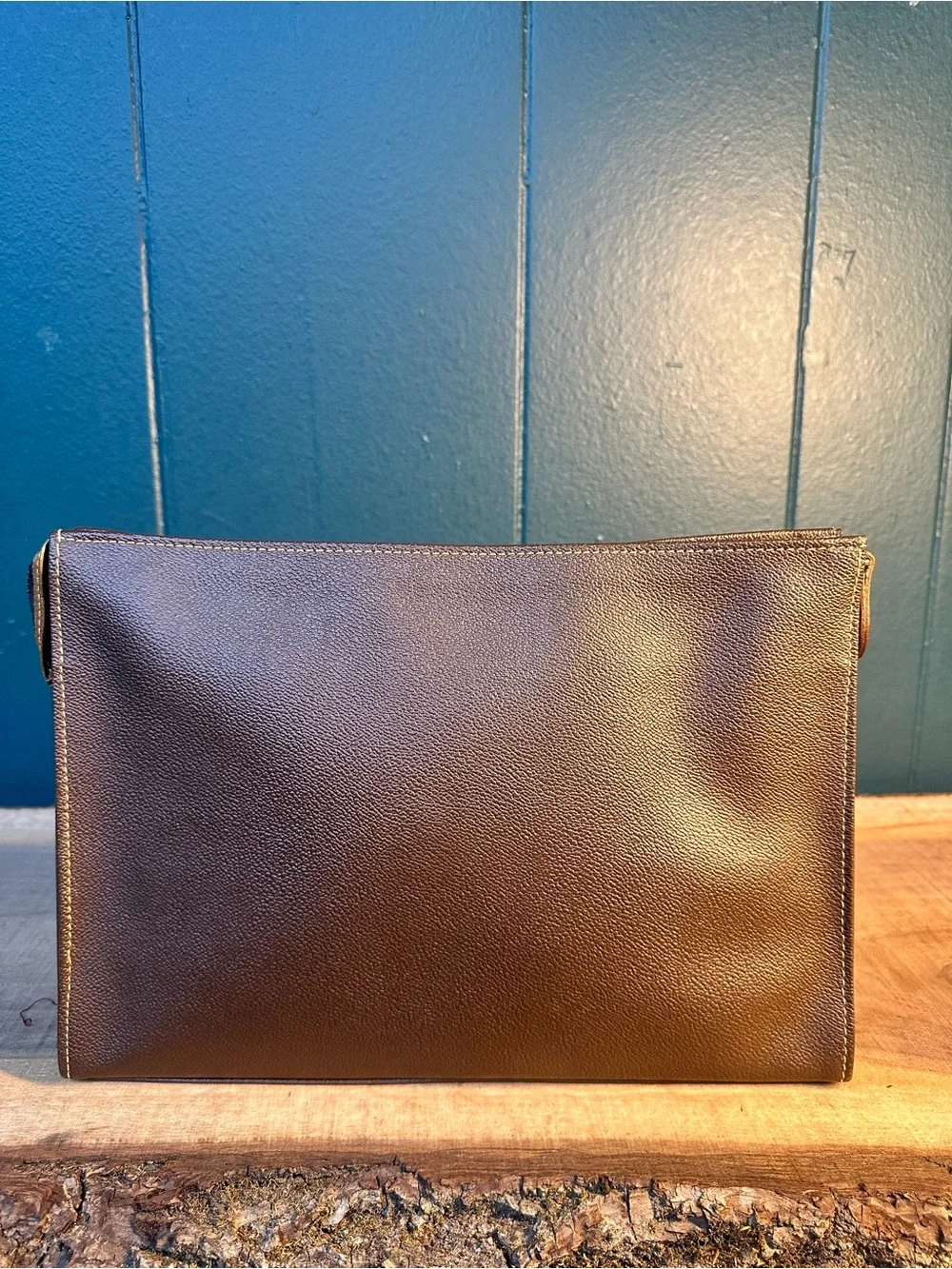 Trussardi Collezione Crespo Brown Leather Clutch/Pouch made in Italy